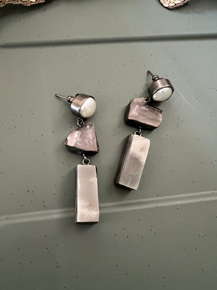 Elegant Natural Gemstone Quartz Earrings – SHIVKA