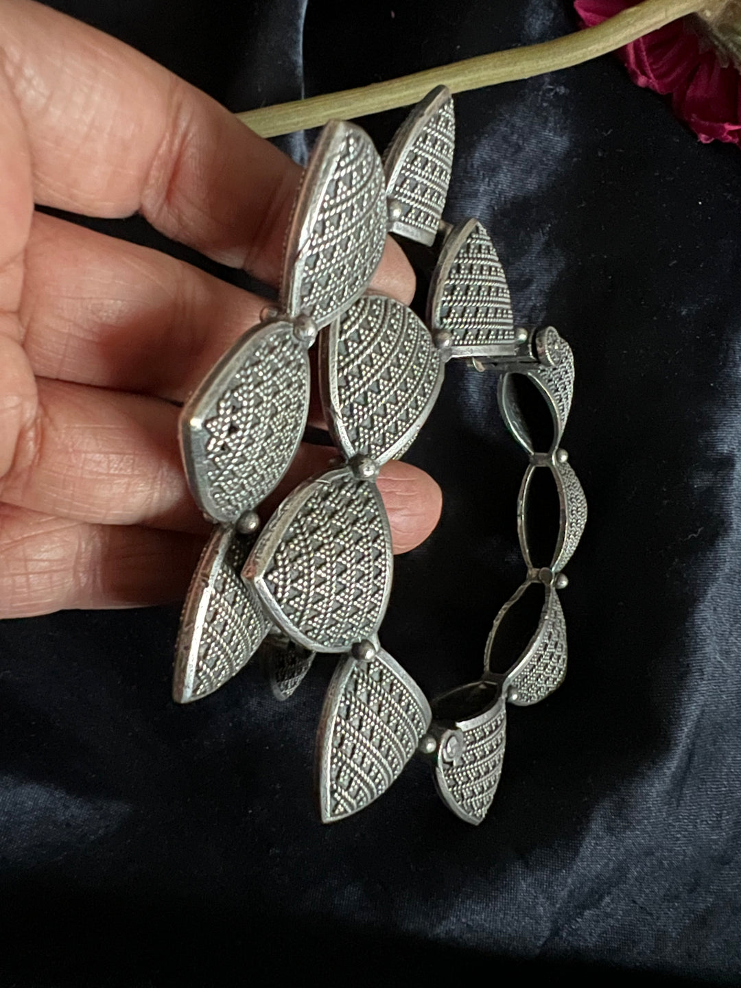 Flower Brass Kada - Premium Quality Silver Replica