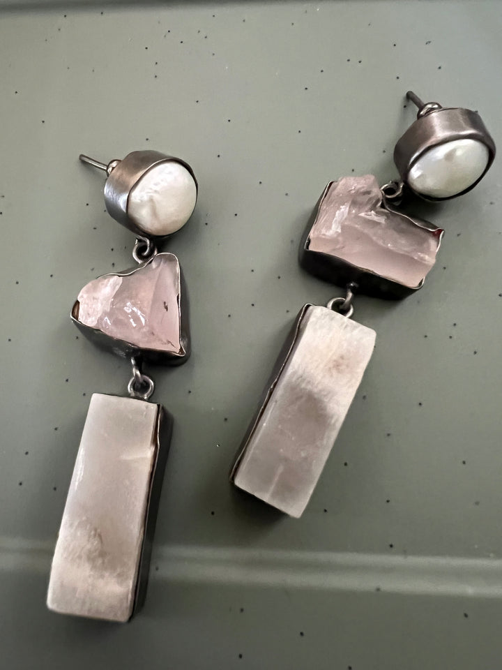 Elegant Natural Gemstone Quartz Earrings – SHIVKA