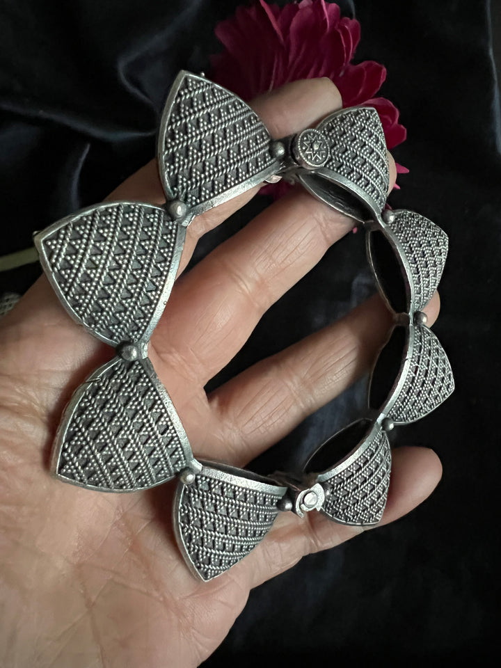 Flower Brass Kada - Premium Quality Silver Replica