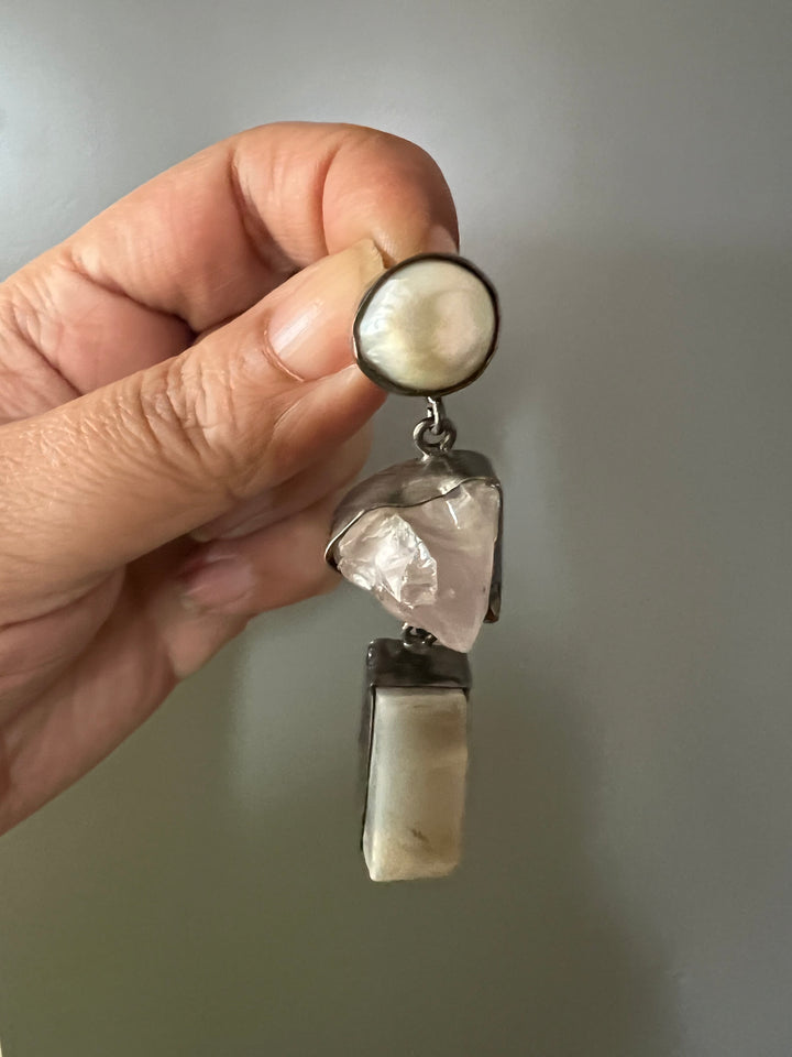 Elegant Natural Gemstone Quartz Earrings – SHIVKA