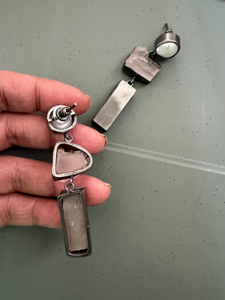 Elegant Natural Gemstone Quartz Earrings – SHIVKA