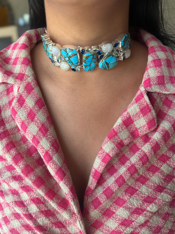 Statement Choker – Silver Brass, Adjustable Necklace