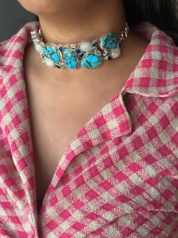 Statement Choker – Silver Brass, Adjustable Necklace