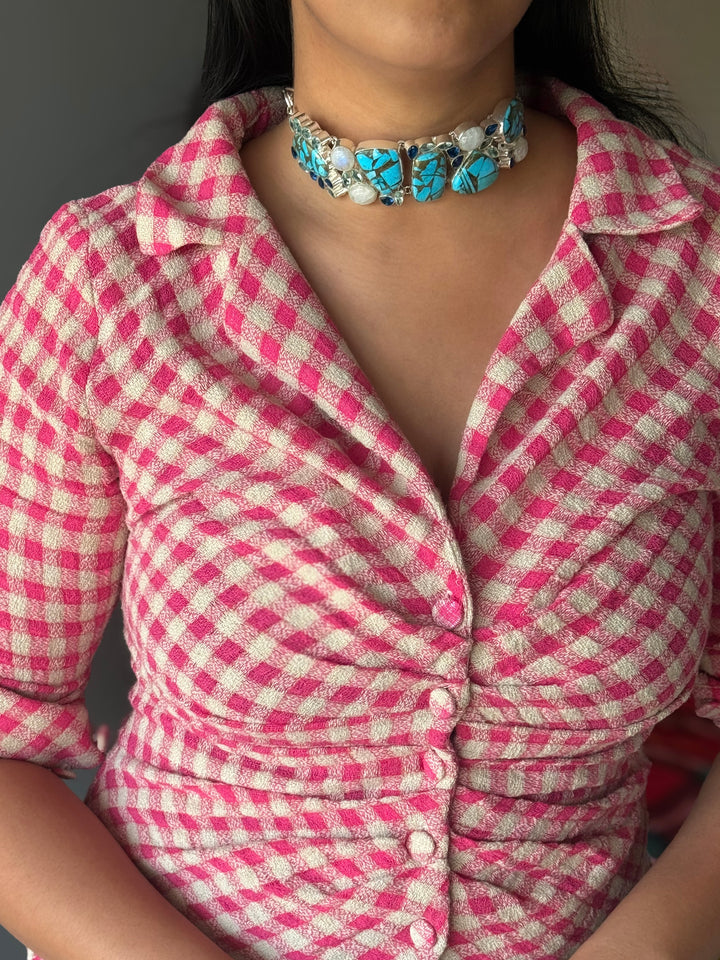 Statement Choker – Silver Brass, Adjustable Necklace