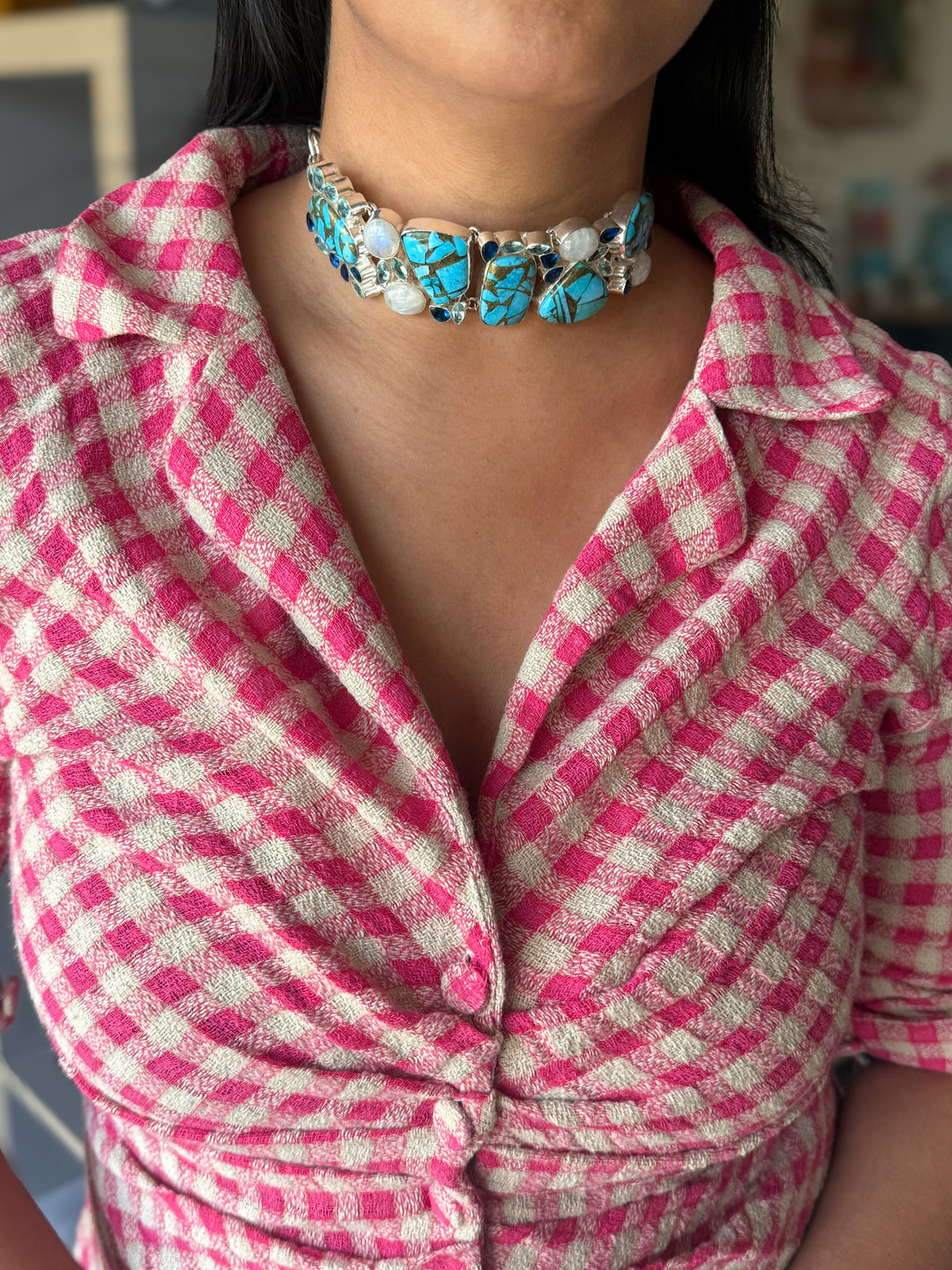 Statement Choker – Silver Brass, Adjustable Necklace