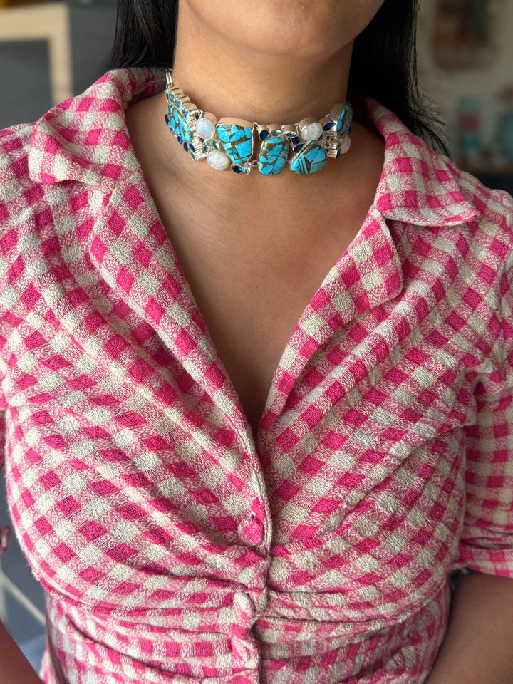 Statement Choker – Silver Brass, Adjustable Necklace