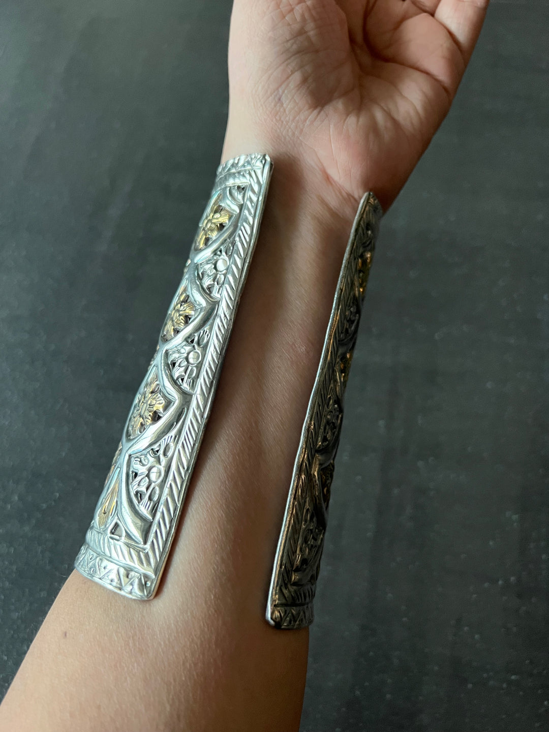 Antique Rajasthani Open Cuff - Premium Quality Silver Replica