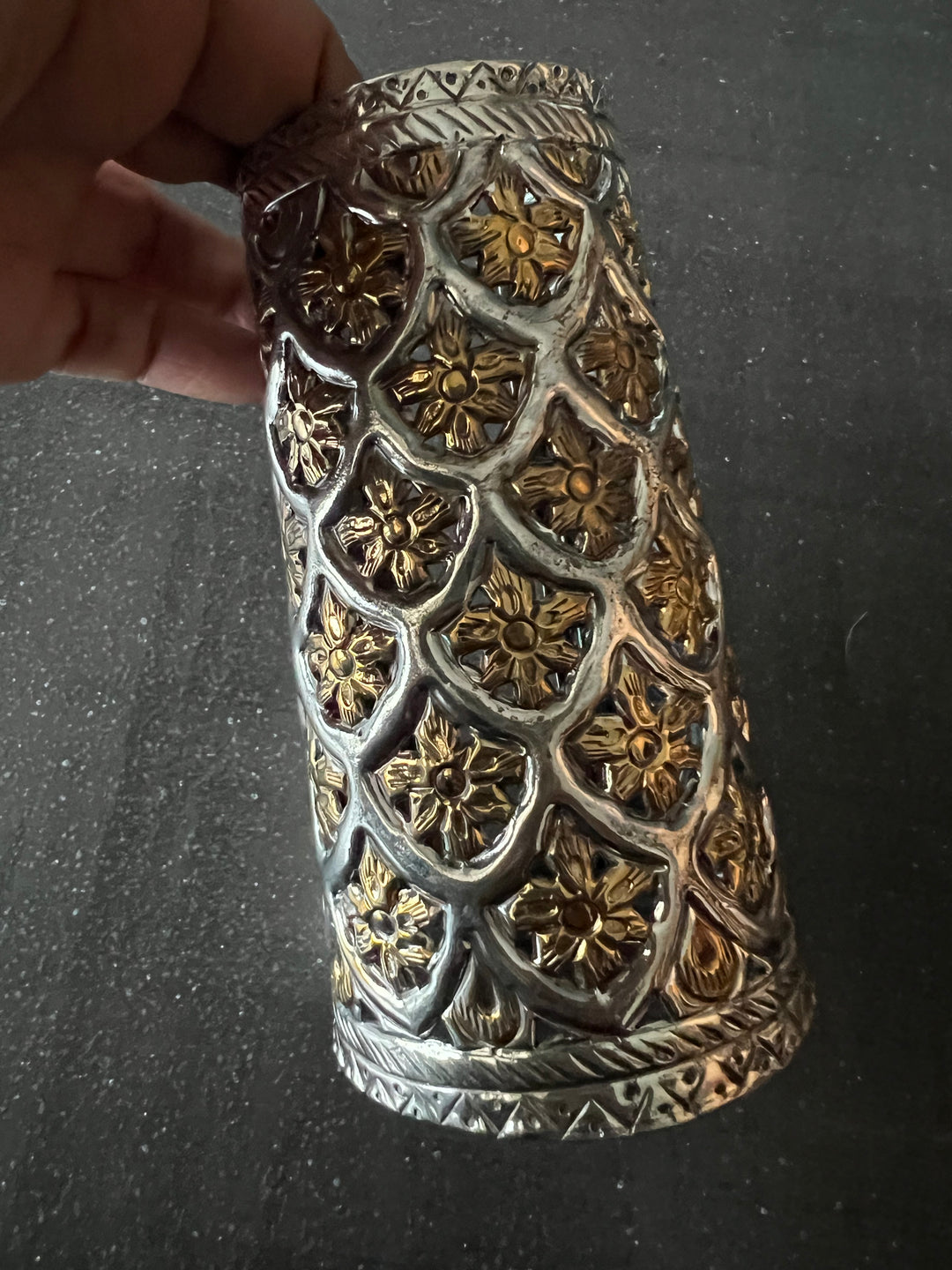 Antique Rajasthani Open Cuff - Premium Quality Silver Replica