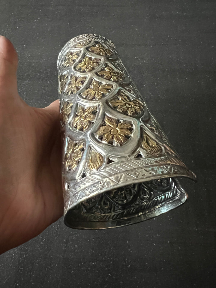 Antique Rajasthani Open Cuff - Premium Quality Silver Replica