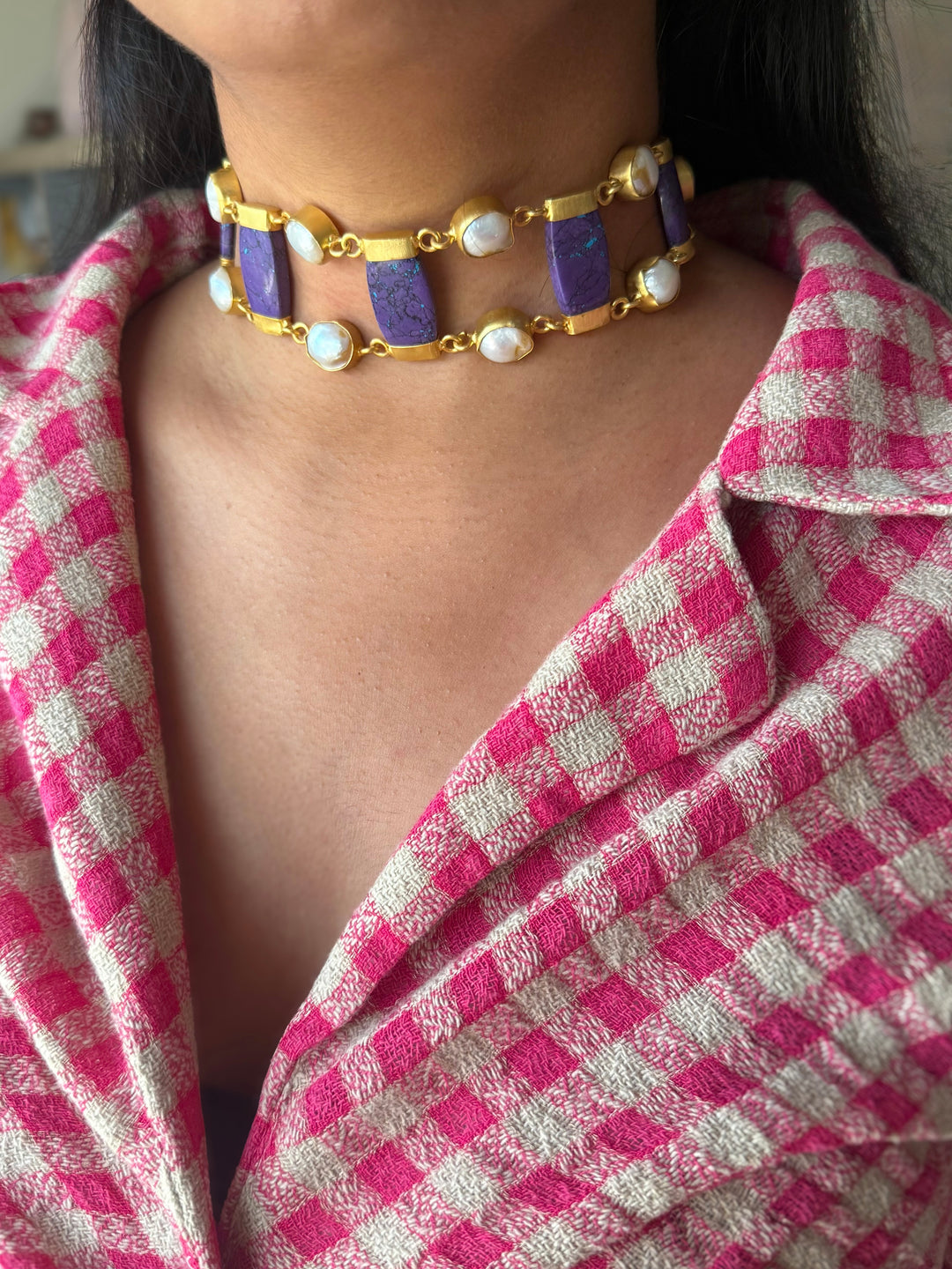 Statement Choker – Gold Brass, Adjustable Necklace