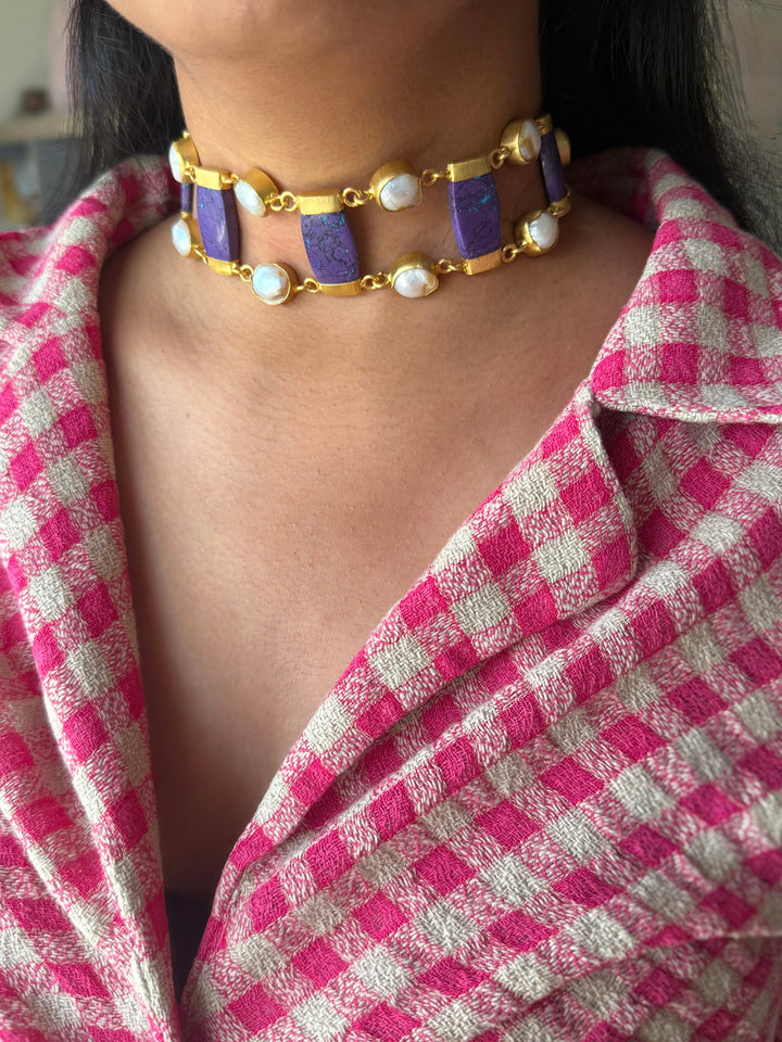 Statement Choker – Gold Brass, Adjustable Necklace