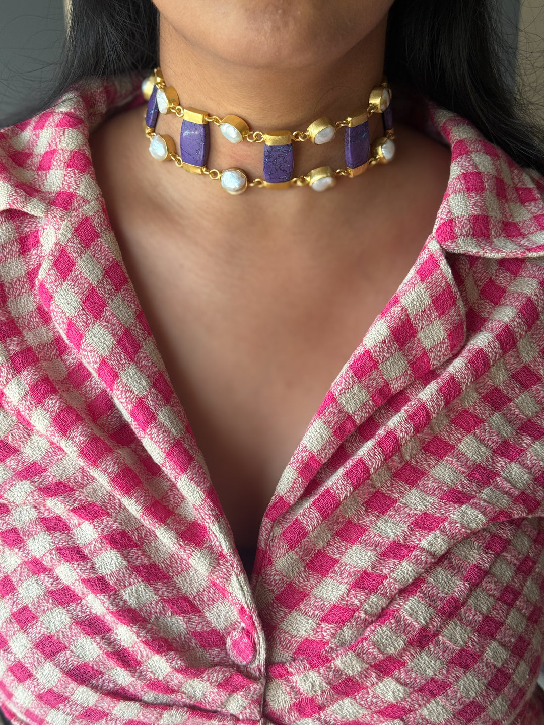 Statement Choker – Gold Brass, Adjustable Necklace