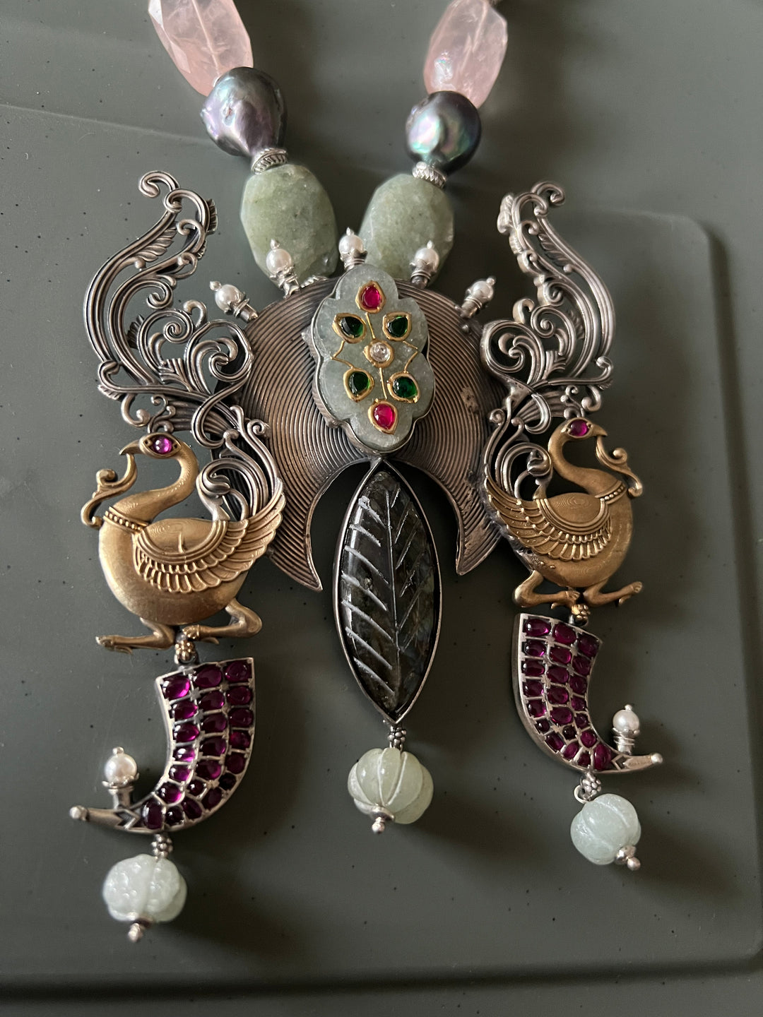 Exquisite Silver Handcrafted Fusion Pendant Necklace - Elevate Your Elegance