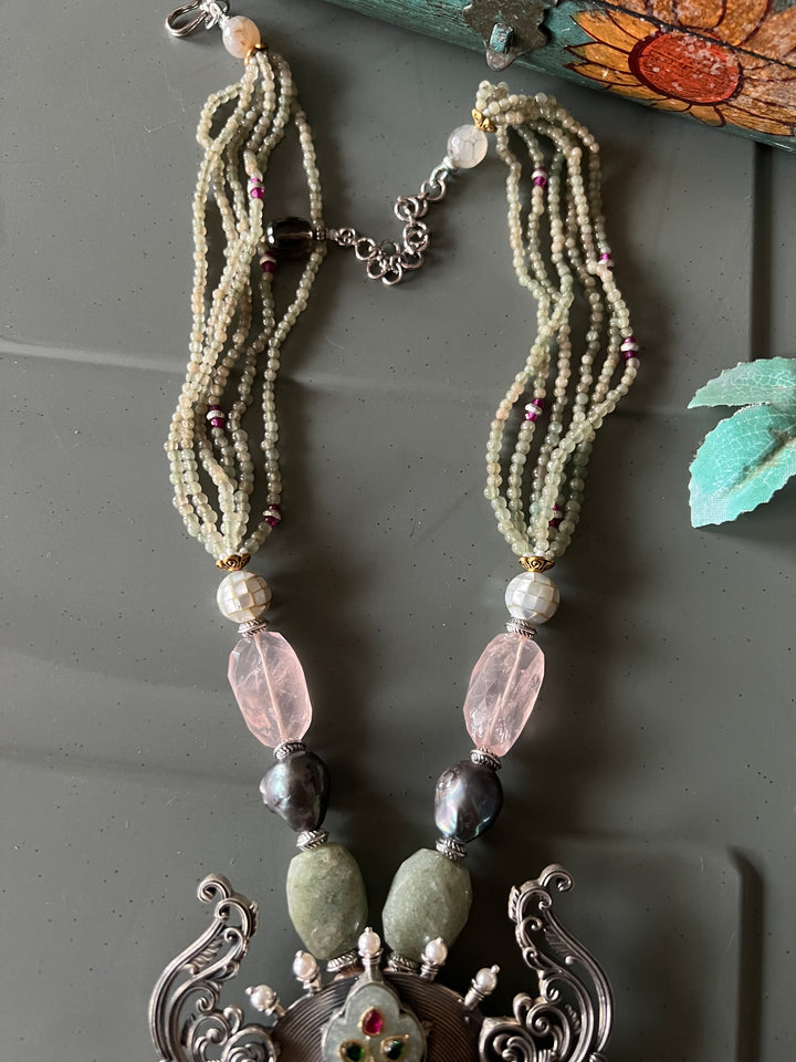 Exquisite Silver Handcrafted Fusion Pendant Necklace - Elevate Your Elegance