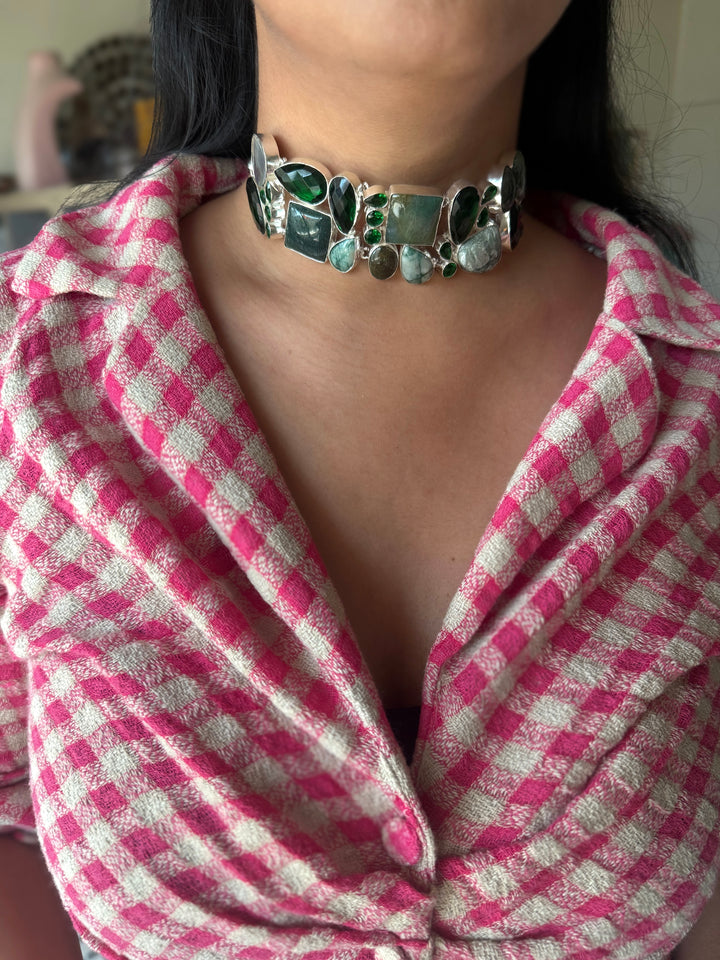 Statement Choker – Silver Brass, Adjustable Necklace