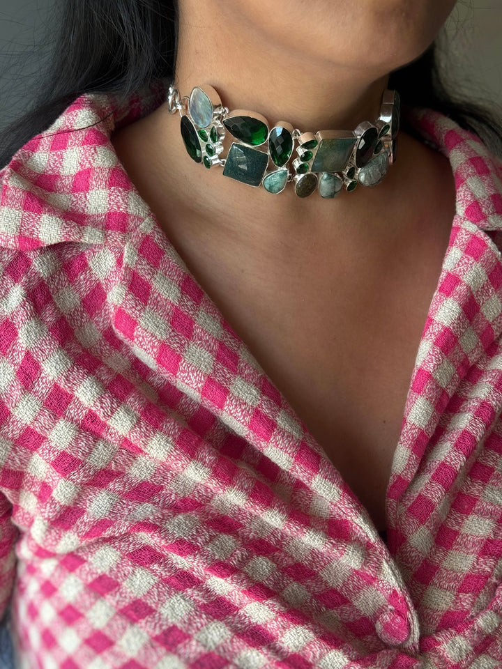 Statement Choker – Silver Brass, Adjustable Necklace
