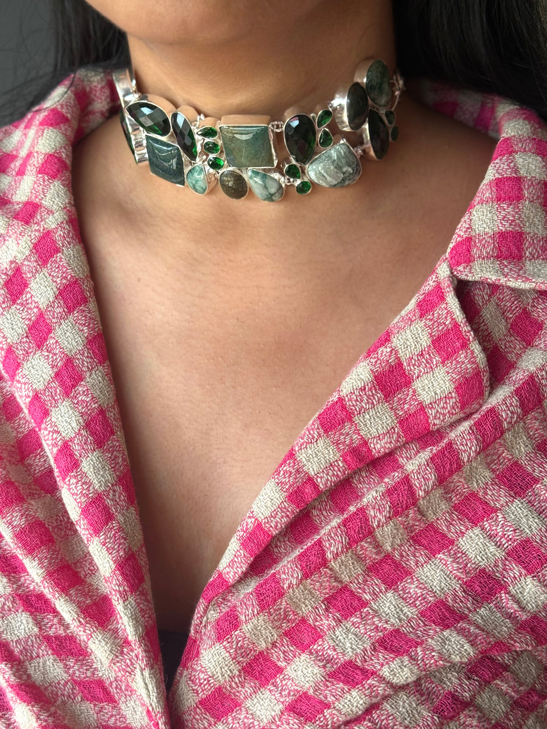 Statement Choker – Silver Brass, Adjustable Necklace