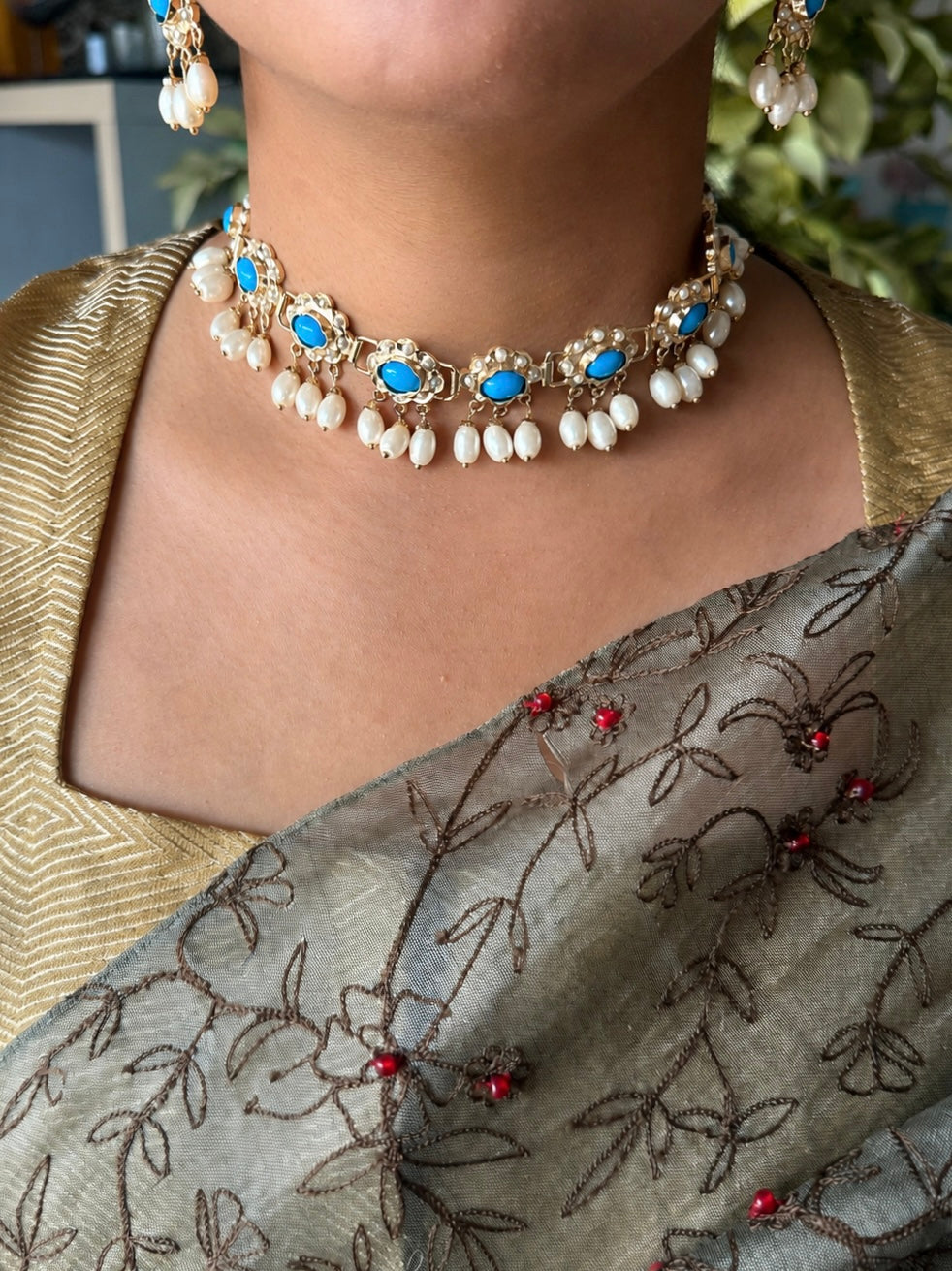 Statement Necklace Set | 18k Gold Plated | Turquoise
