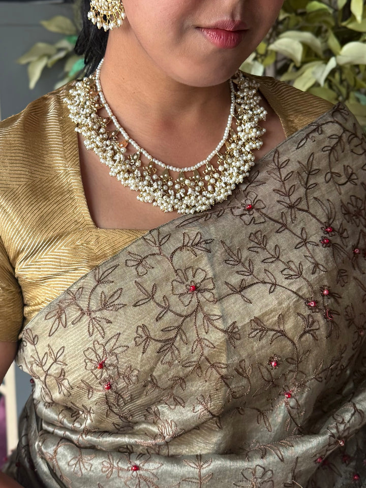 Statement Jadau Pearl Necklace Set | 18k Gold Plated | Pearls