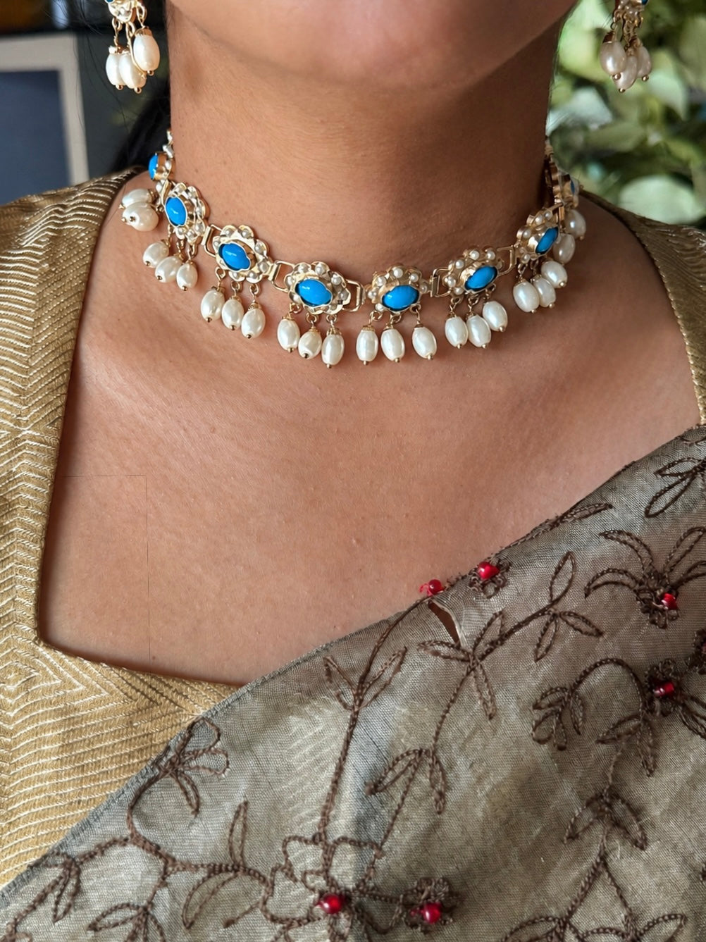 Statement Necklace Set | 18k Gold Plated | Turquoise