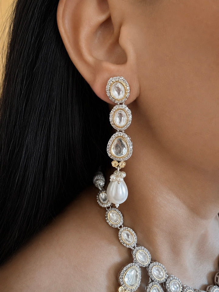 Victorian Kundan Necklace Set with Pearl Drops