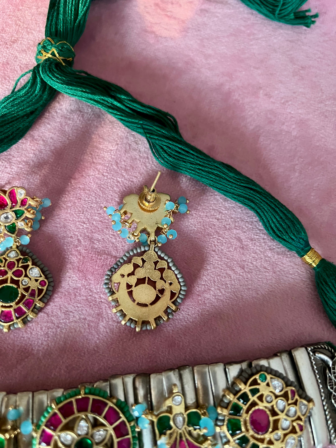 Floral Kundan Choker Set with Matching Lotus Earrings