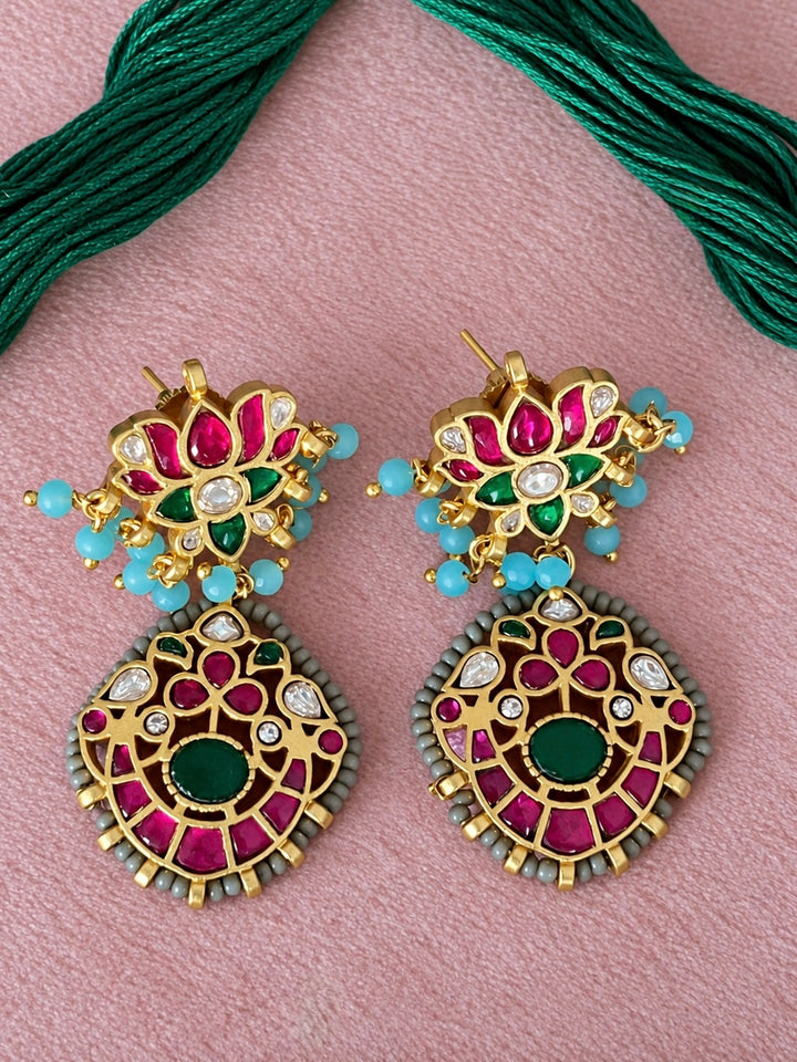 Floral Kundan Choker Set with Matching Lotus Earrings
