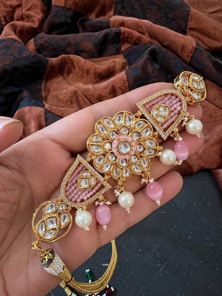 Handcrafted Pastel Pink Kundan Choker Set