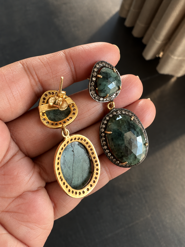 Antique Gold Multi-Sapphire 925 Silver Hasli Set