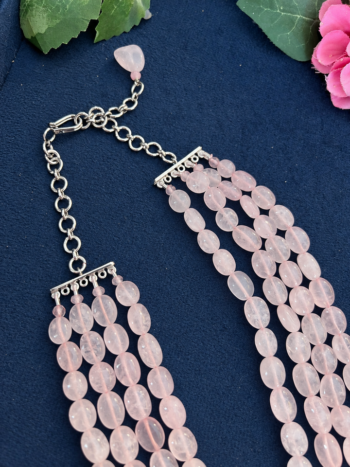 Rose Quartz Multistrand Beaded Necklace