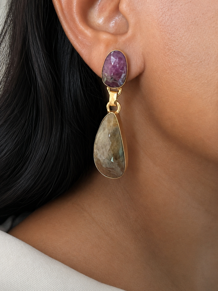 Premium Ruby and Sapphire Earrings