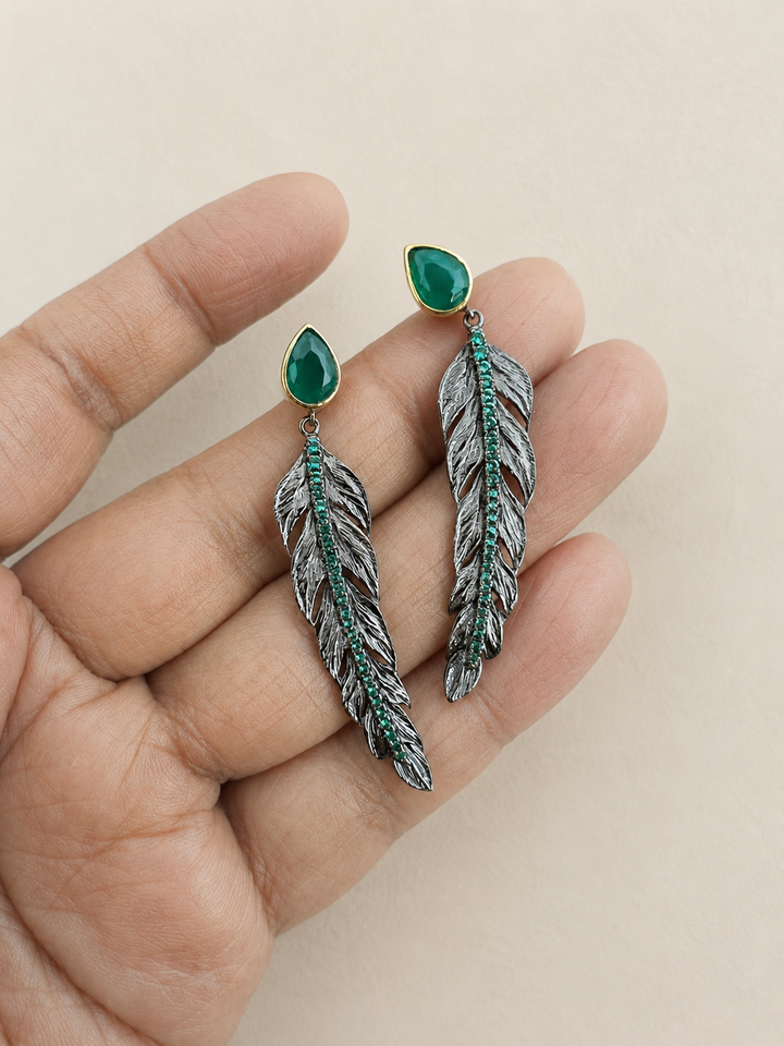 Minimalist 925 Silver Agate Leaf Earrings
