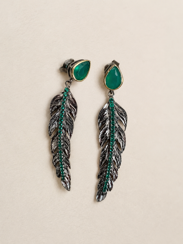 Minimalist 925 Silver Agate Leaf Earrings