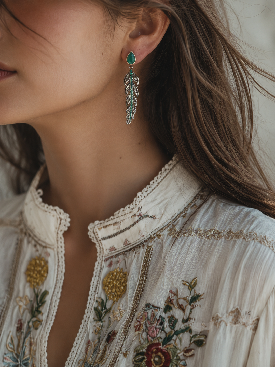 Minimalist 925 Silver Agate Leaf Earrings