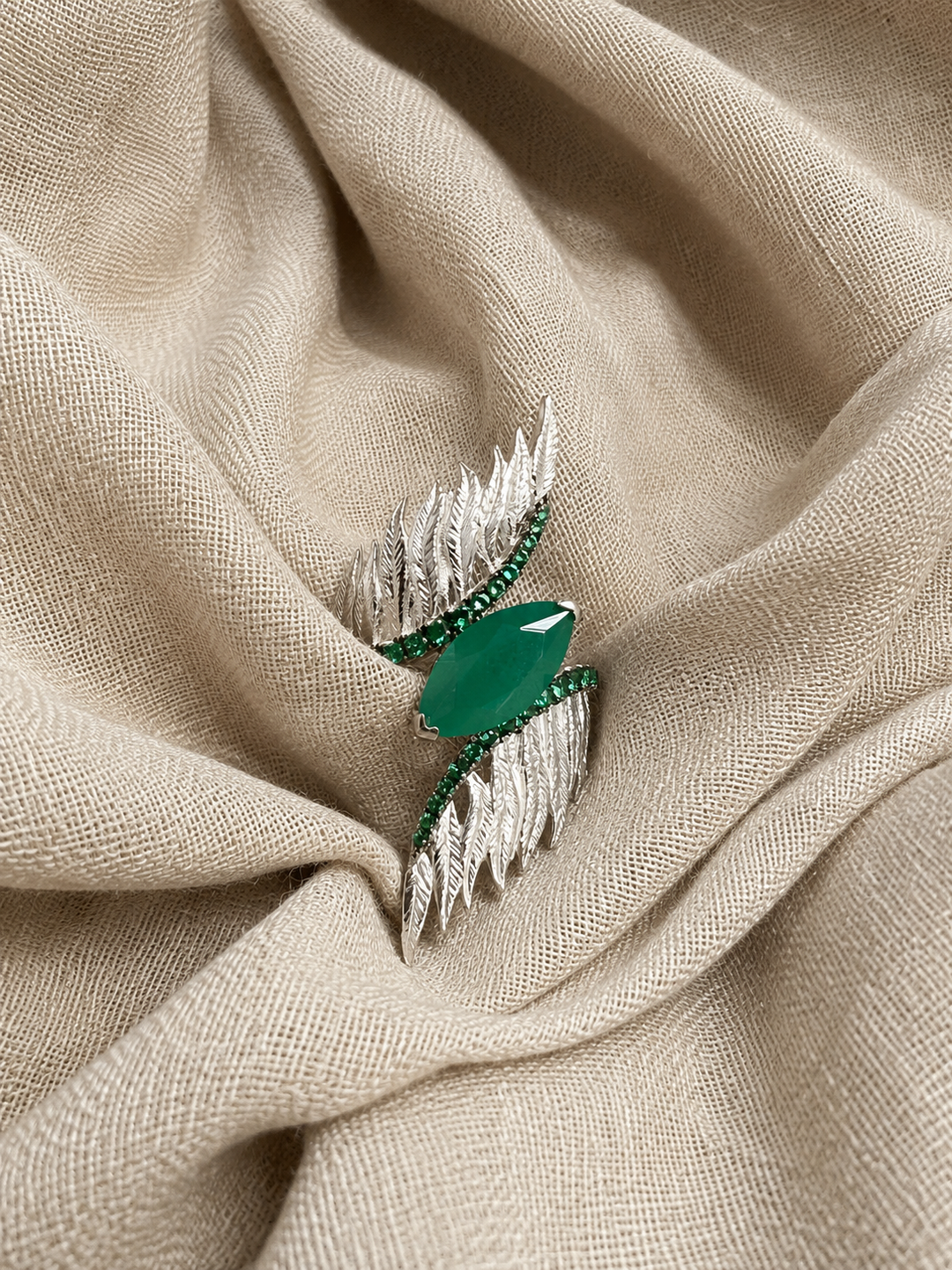 Designer Pure Silver Green Agate Ring