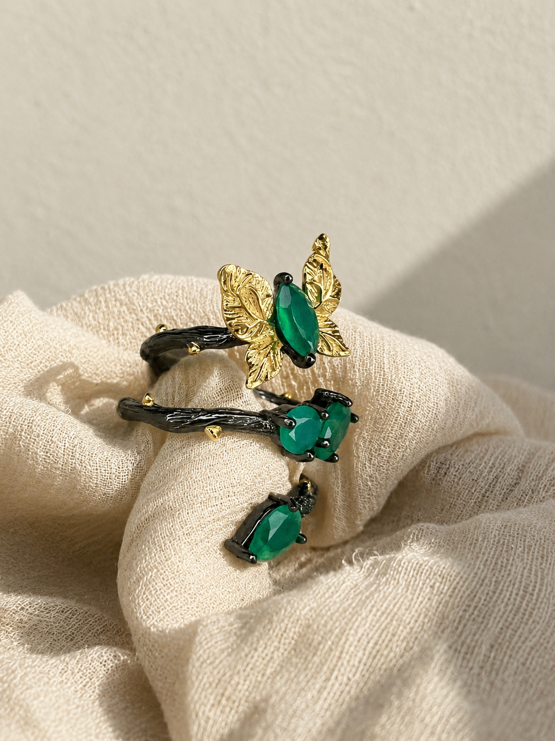 Designer Pure Silver Green Agate Ring