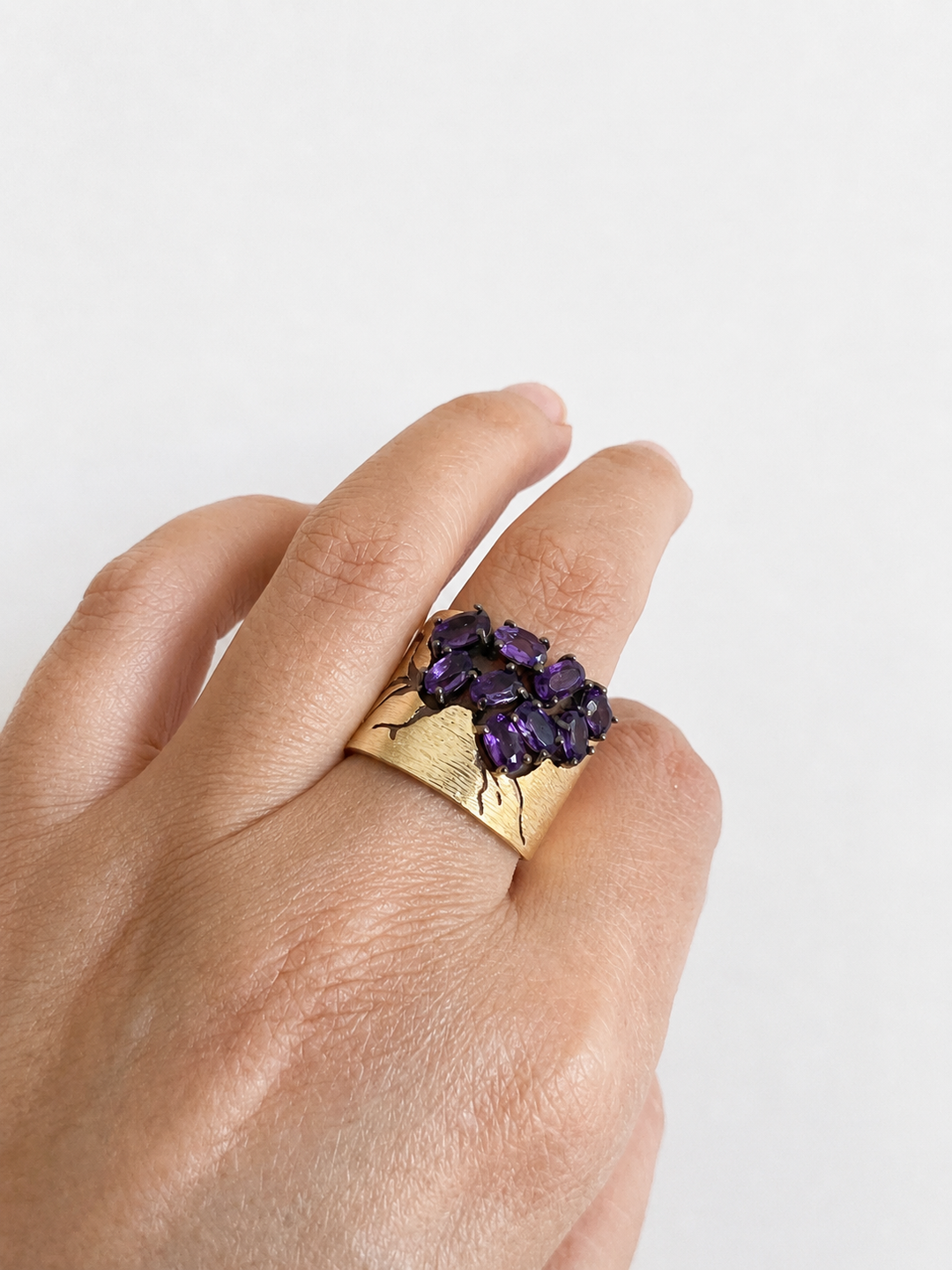 Designer Pure Silver Amethyst Ring