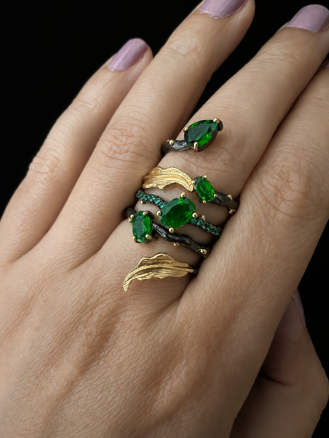 Designer Pure Silver Chrome Diopside Ring