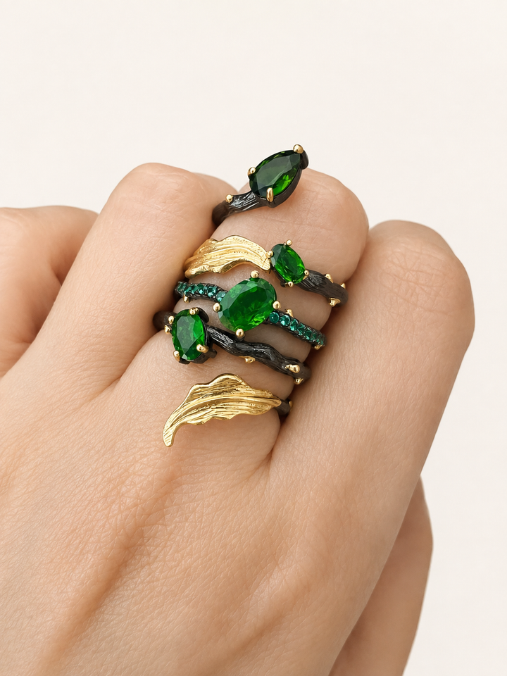 Designer Pure Silver Chrome Diopside Ring