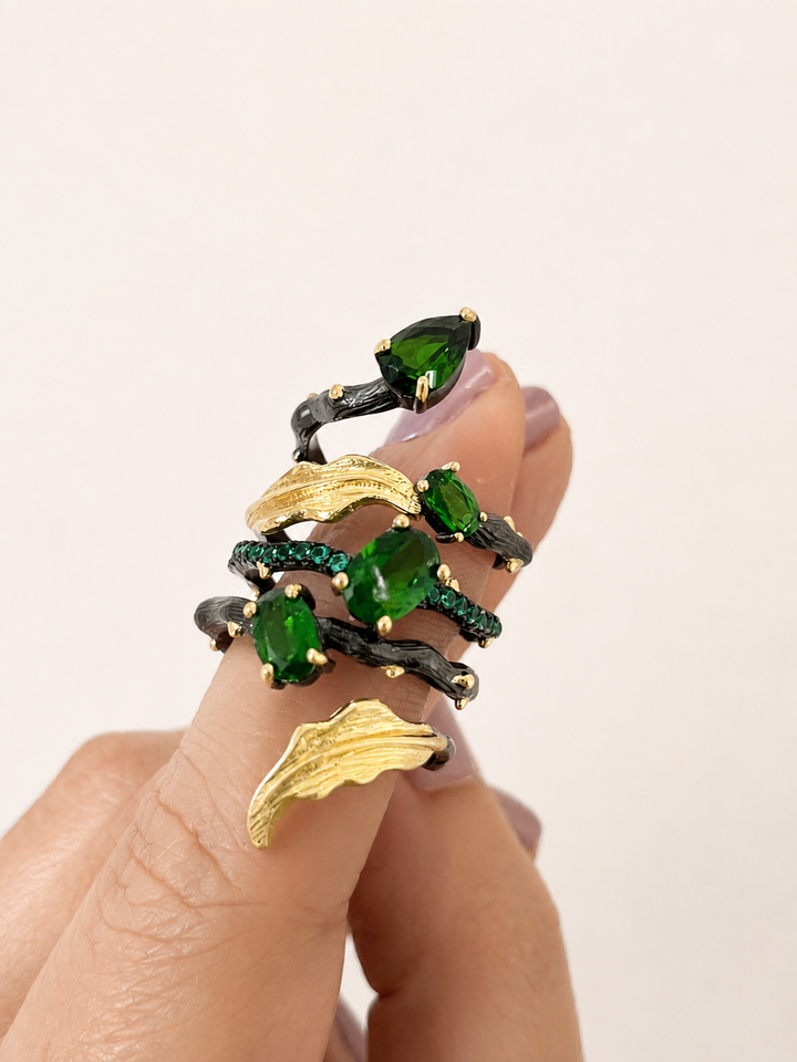 Designer Pure Silver Chrome Diopside Ring