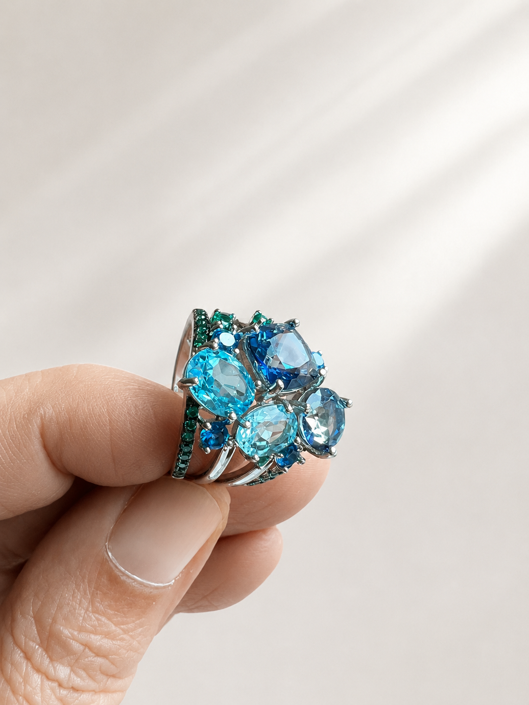Designer Pure Silver Mystic Quartz Ring