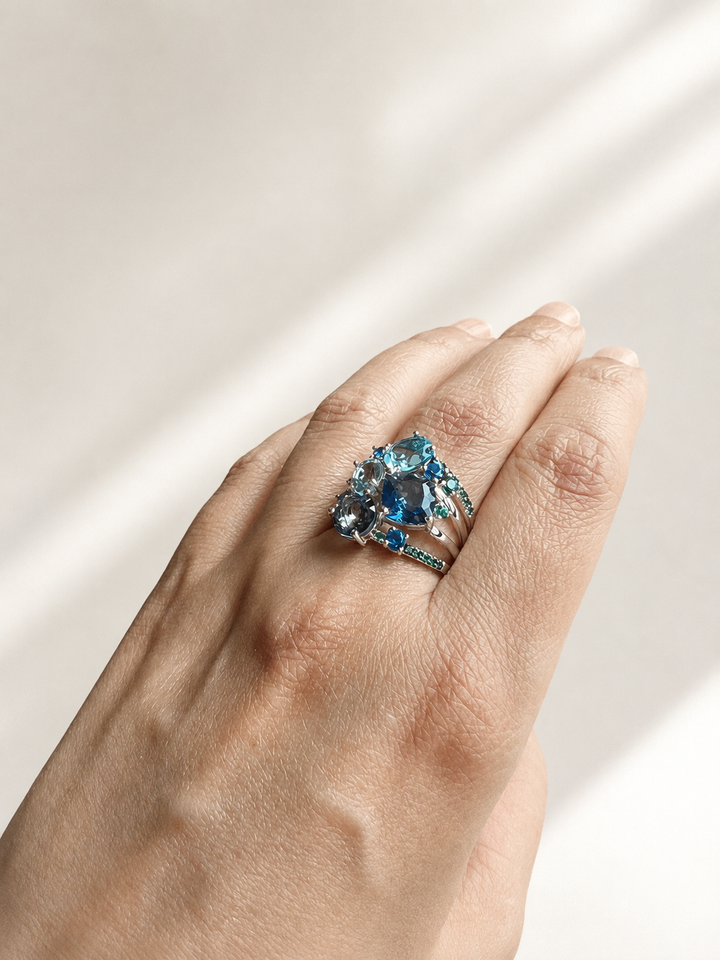 Designer Pure Silver Mystic Quartz Ring