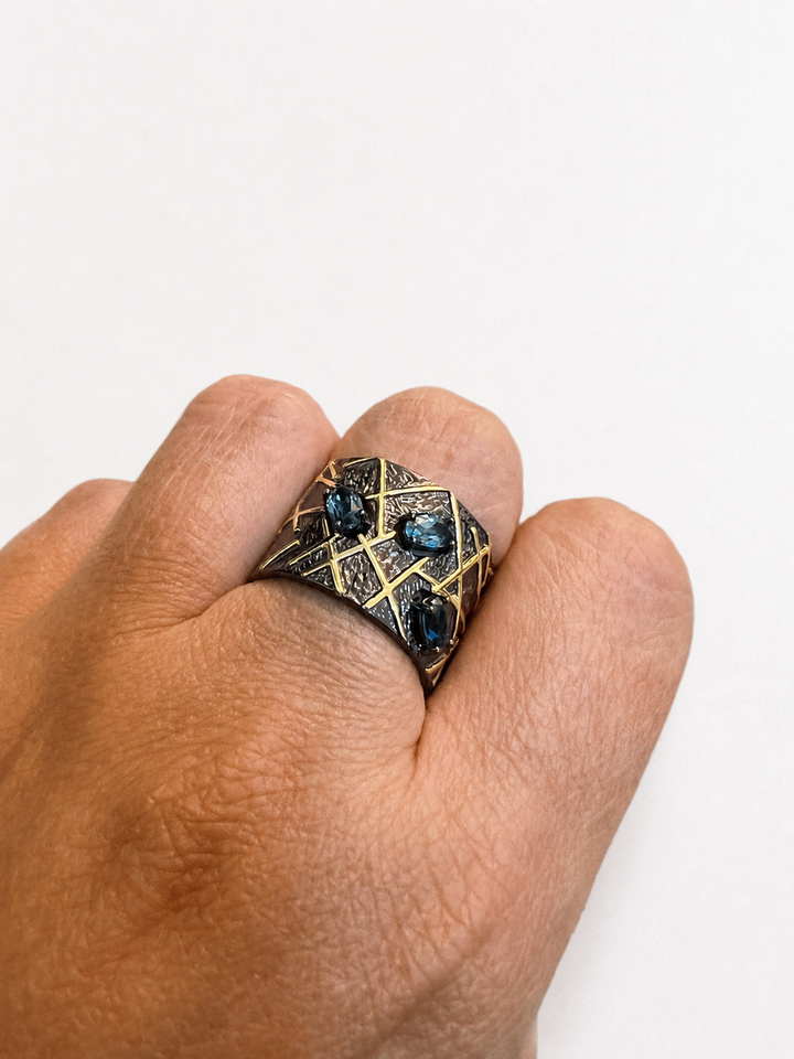Designer London Blue Topaz Pure Silver Ring