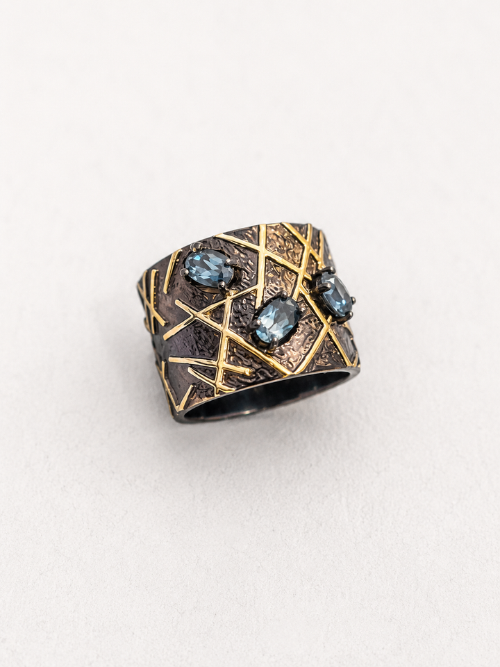 Designer London Blue Topaz Pure Silver Ring