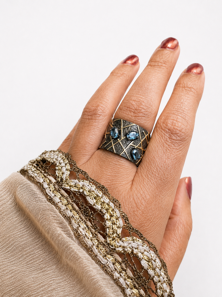 Designer London Blue Topaz Pure Silver Ring