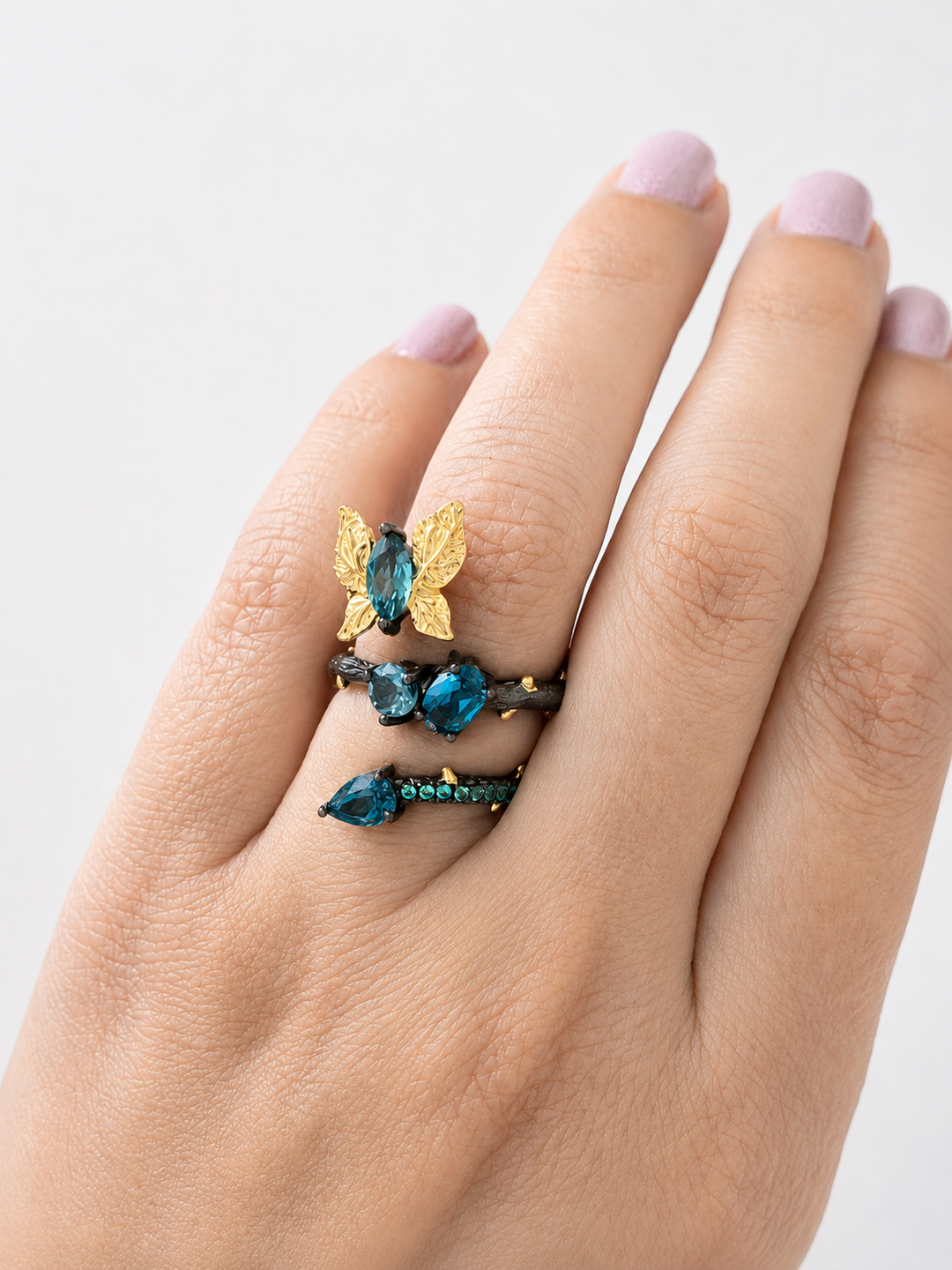Designer Pure Silver Blue Topaz Ring