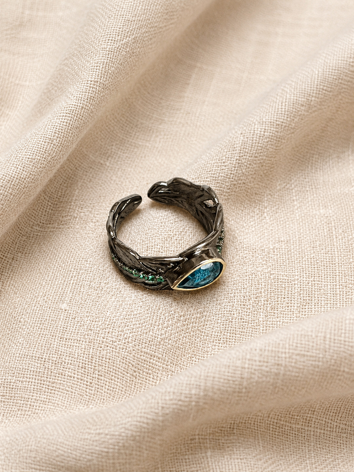 Vintage Pure 925 Silver Topaz  Ring