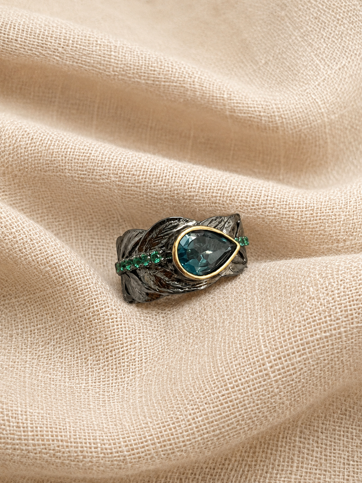 Vintage Pure 925 Silver Topaz  Ring