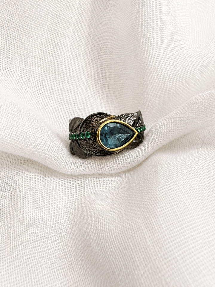 Vintage Pure 925 Silver Topaz  Ring